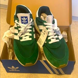 Adidas originals green suede sneakers